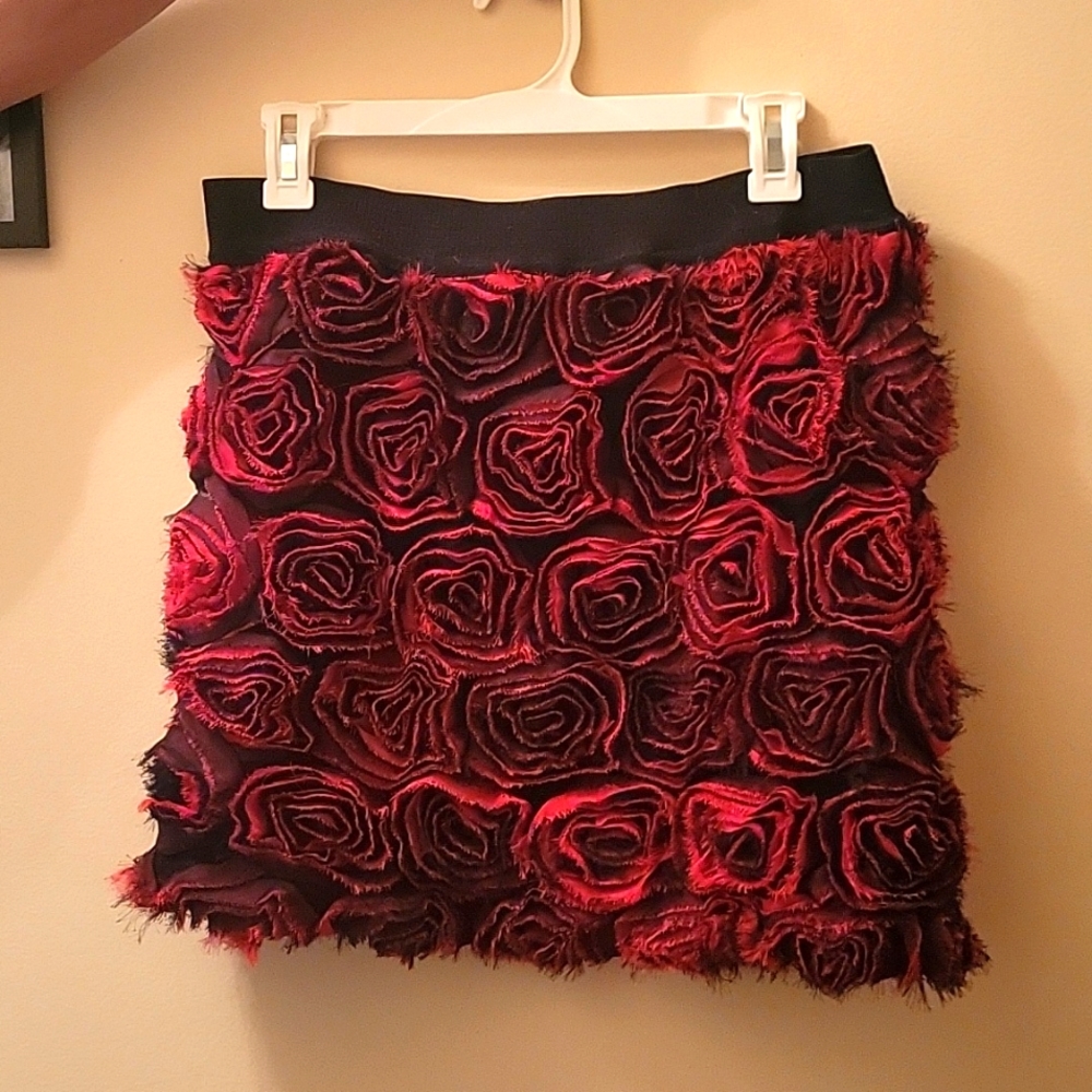 Rose embroidery mini skirt